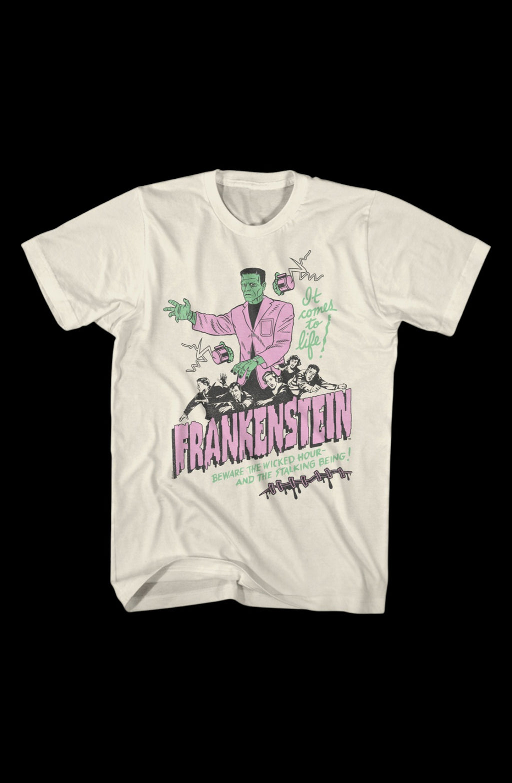 Vintage It Comes To Life Illustration Frankenstein T-Shirt