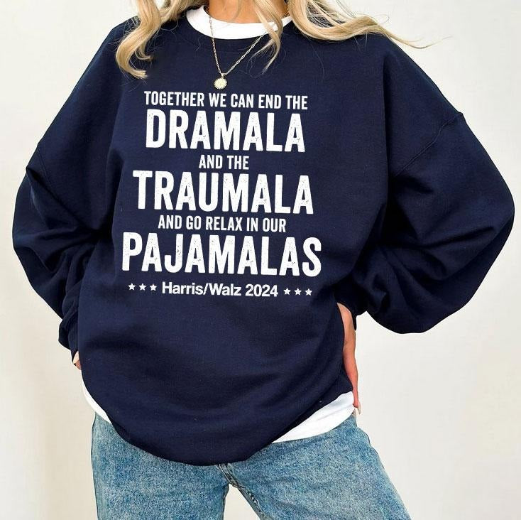 Vintage Kamala Shirt, Dramala Shirt, Harris Walz 2024 Shirt Sweatshirt Hoodie, Vote For Blue, Trendy Tee, Feminism Tee