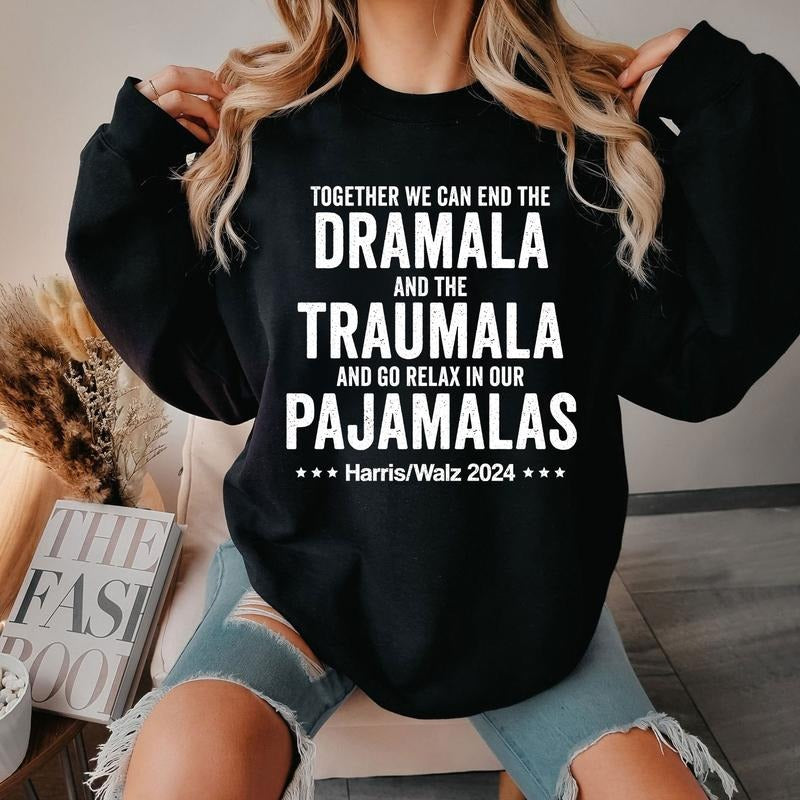 Vintage Kamala Shirt, Dramala Shirt, Harris Walz 2024 Shirt Sweatshirt Hoodie, Vote For Blue, Trendy Tee, Feminism Tee
