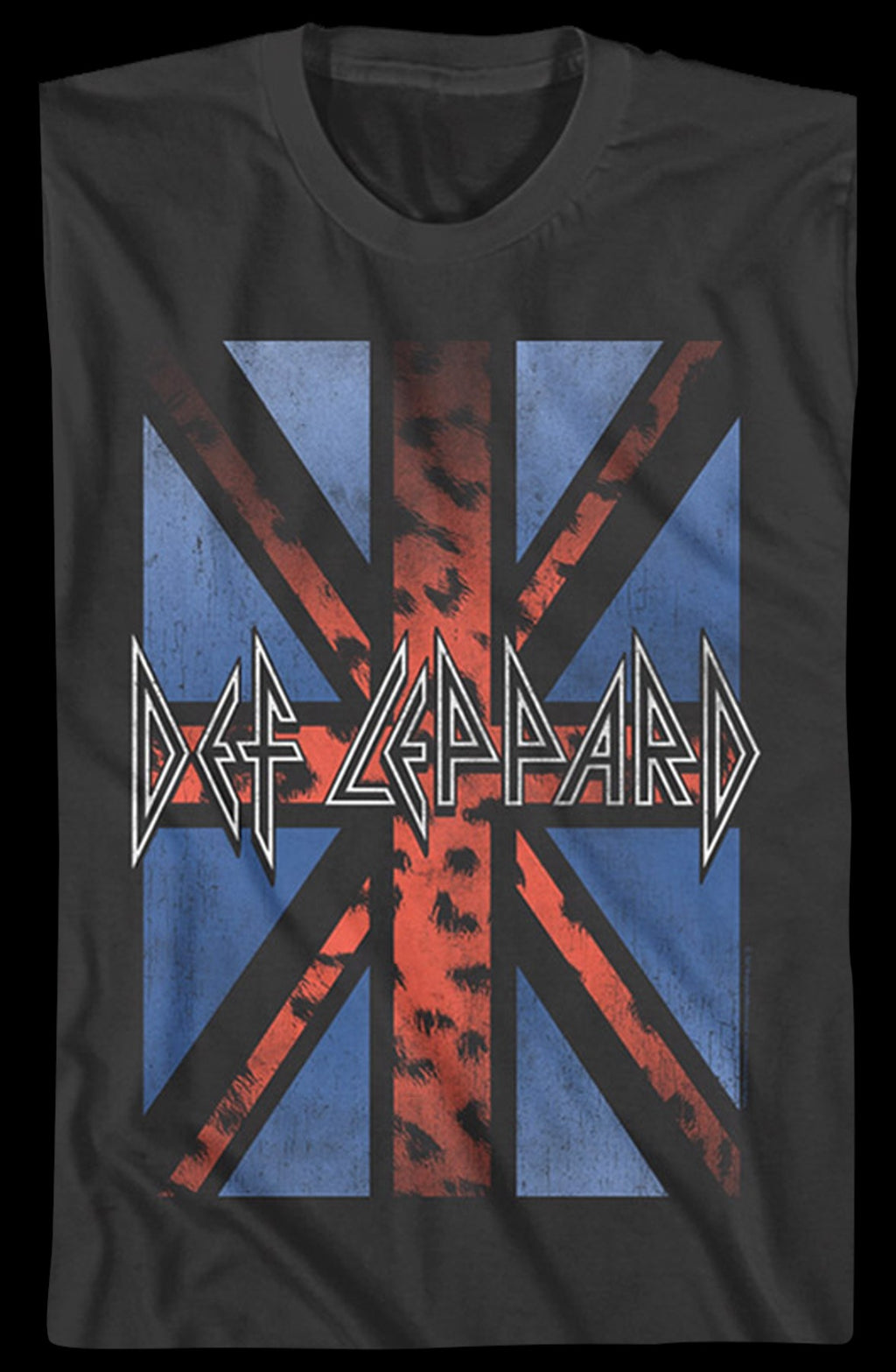 Vintage Leopard Print Flag Def Leppard T-Shirt
