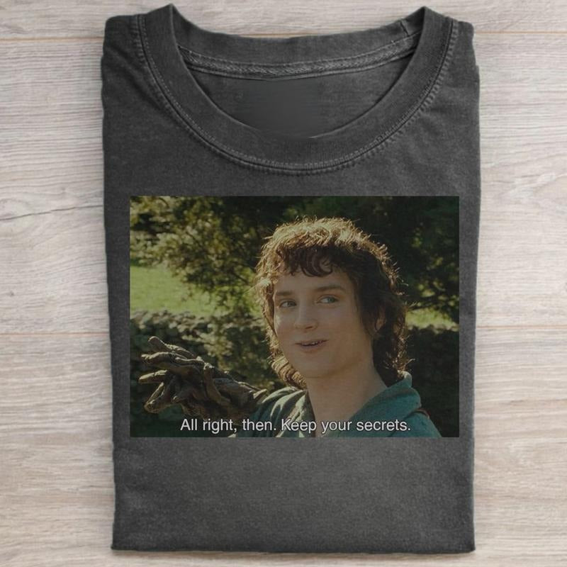 Vintage Lord of The Rings Meme Graphic Tee - The Hobbits - Frodo Baggins - Middle Earth - Menswear, Top