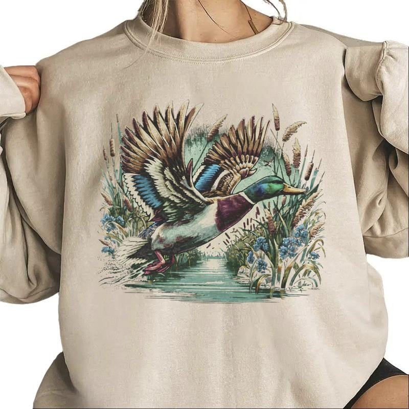 Vintage Mallard Crewneck Duck Hunting Sweatshirt, Hunting Season, Waterfowl Hunting, Hoodie, Unisex