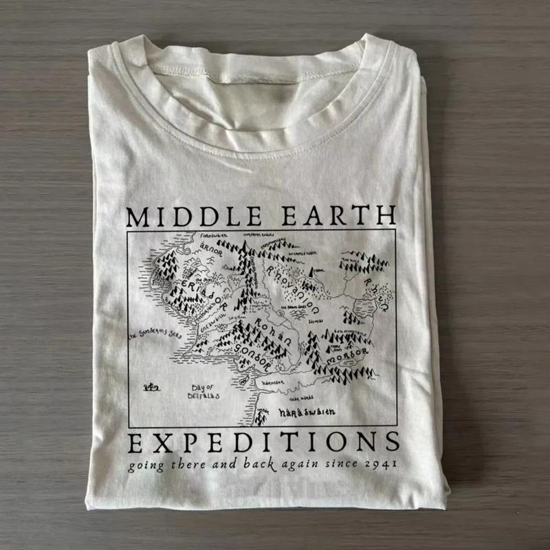 Vintage Middle Earth Expeditions Graphic Tee - The Lord of The Rings - The Hobbits - Mordor - J.R.R. Tolkien - Middle Earth Maps