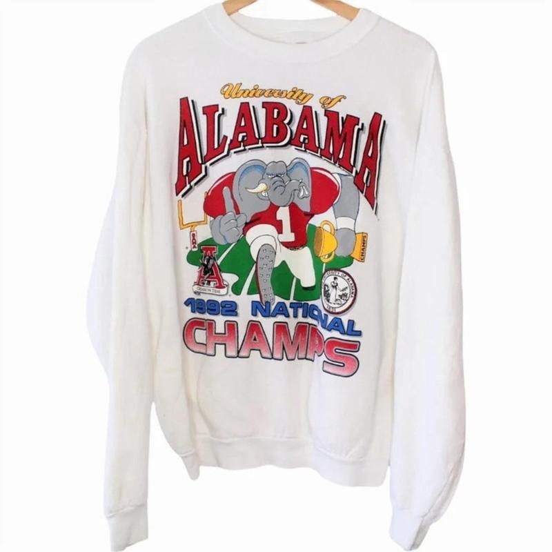 Vintage NCAA Alabama Crimson Tide Champions Sweatshirt Hoodie Shirt Gifts for NCAA Fans -Unisex Cotton Classic Fabric
