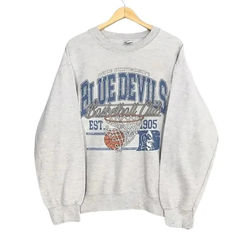 Vintage NCAA Duke Blue Devils men's basketball Sweatshirt, Duke University Shirt Collar Cotton Menswear Hoodie