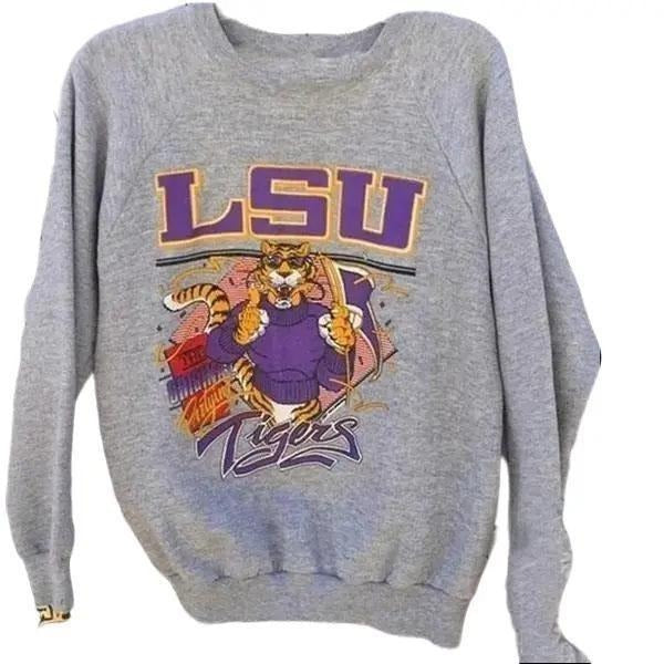 Vintage NCAA Louisiana Football Sweatshirt, LSU Tigers, Louisiana State University, NCAA , Unisex Sweaters , Vintage Cotton Pullover Hoodie