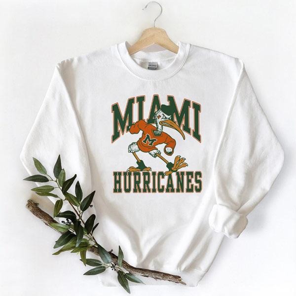 Vintage NCAA Miami Hurricanes white Unisex t-shirt, sweatshirt, hoodie Love Cotton Classic, graphic Retro Gift for fans