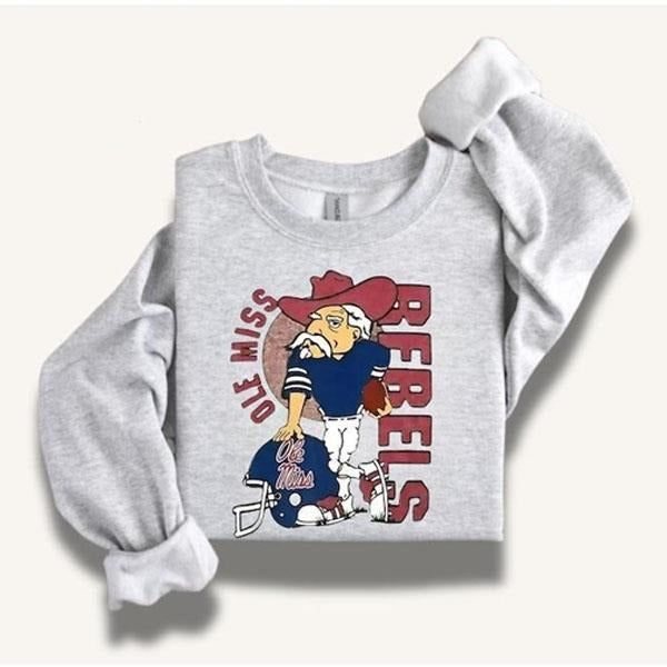 Vintage NCAA Ole Miss Rebels Mascot Unisex t-shirt, sweatshirt, hoodie Classic Cotton Fabric Menswear Fabric Menswear