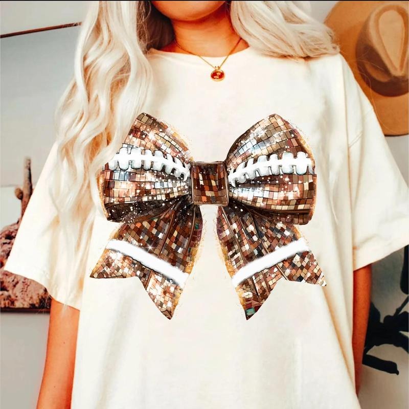 Vintage Retro Disco Coquette Football Graphic Printed Sweatshirt, Football mom Shirt, Football Game Day, Fall Football, Football Season, Sports, Full Color, Full Sizes, Cotton Crewneck Tee, Unisex Shirt for Men, Menswear Top Tshirt