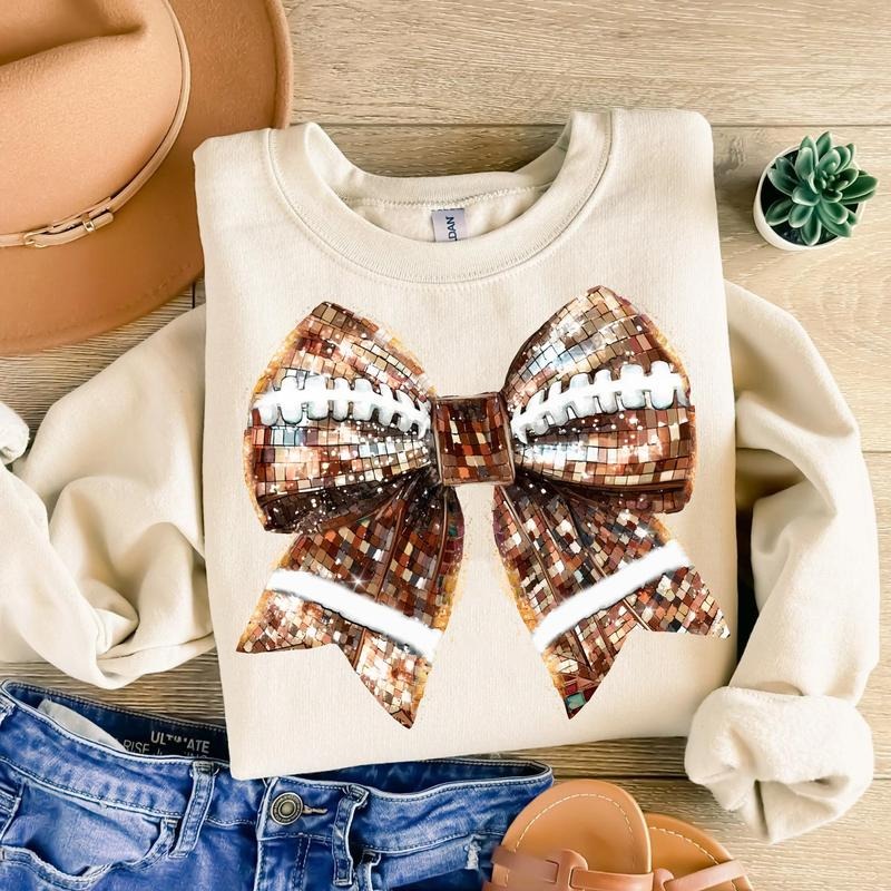 Vintage Retro Disco Coquette Football Graphic Printed Sweatshirt, Football mom Shirt, Football Game Day, Fall Football, Football Season, Sports, Full Color, Full Sizes, Cotton Crewneck Tee, Unisex Shirt for Men, Menswear Top Tshirt