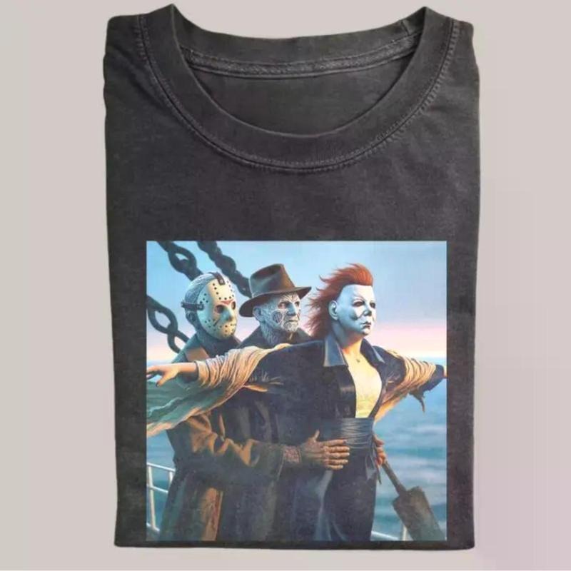 Vintage Retro Halloween Graphic Tees, Horror Movie Shirt, Horror Characters Funny Halloween Shirt, Unisex Shirt Menswear...