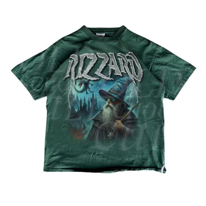 Vintage Rizzard Fantasy Wizard  T-Shirt, Retro Wizard Dragon Catstle Shirt, Dark Art Castle Magic Rizz Shirt, Graphic Alpha Wizard Nostalgia Tee Man