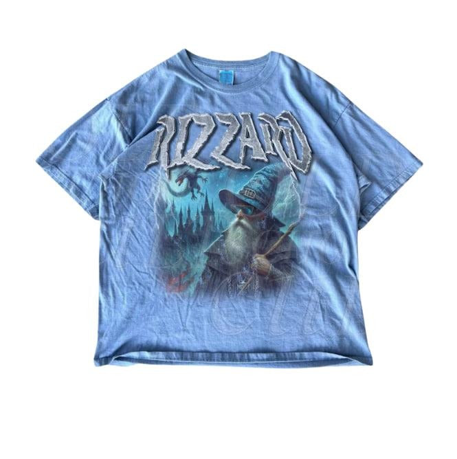 Vintage Rizzard Fantasy Wizard  T-Shirt, Retro Wizard Dragon Catstle Shirt, Dark Art Castle Magic Rizz Shirt, Graphic Alpha Wizard Nostalgia Tee Man