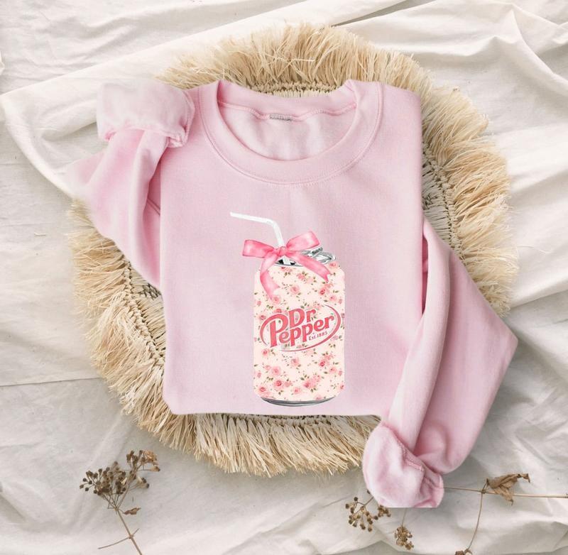 Vintage Rose DrPepper Soda Can Sweatshirt,  Dr Pepper Shirt,  Coquette Soda Sweatshirt, Coquette Bow Sweater, Popular Coquette Sweatshirt, Coquette Bo