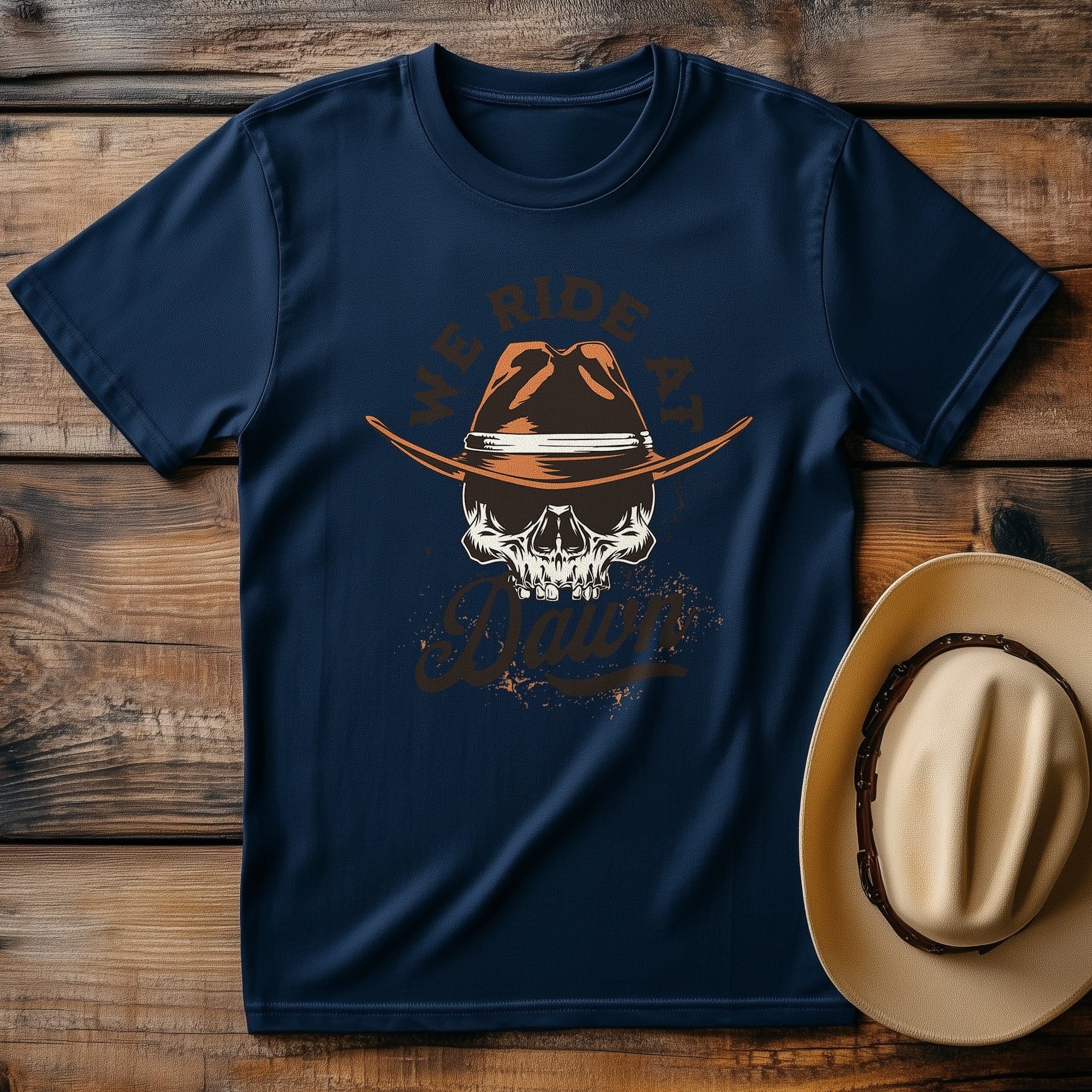 Vintage Skull Western T-Shirt - Saddle