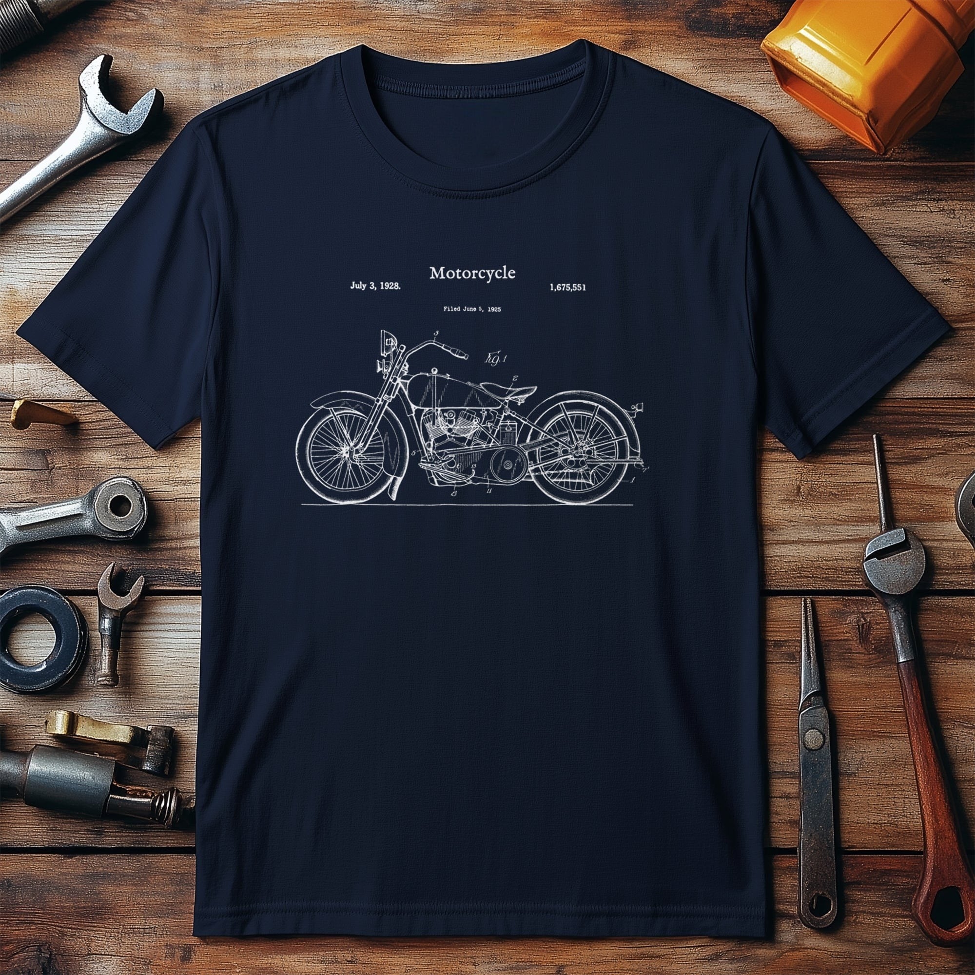 Vintage Street Bike Blueprint Tee -