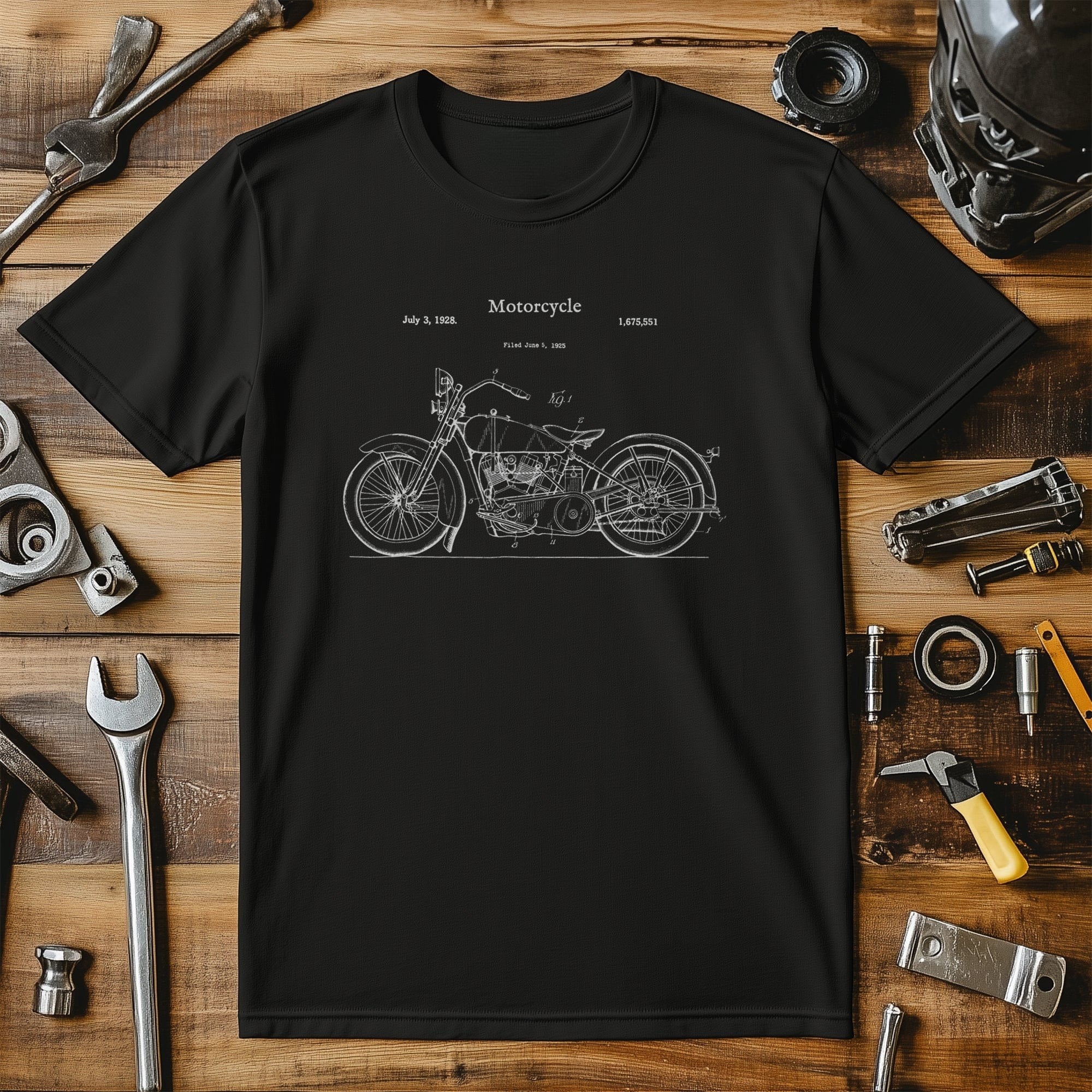Vintage Street Bike Blueprint Tee -