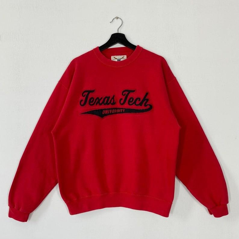 Vintage Texas Tech University Sweatshirt Texas Tech Crewneck Unisex Tshirt, sweatshirt, hoodie Cotton Fabric Classic Menswear