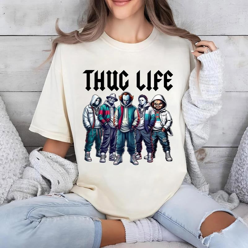 Vintage Thug L1fe V4 Horror Halloween Shirt, Sweatshirt, Hoodie Top Womenswear Athletic Collar