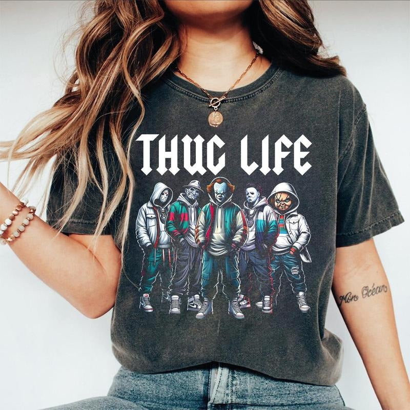 Vintage Thug L1fe V4 Horror Halloween Shirt, Sweatshirt, Hoodie Top Womenswear Athletic Collar