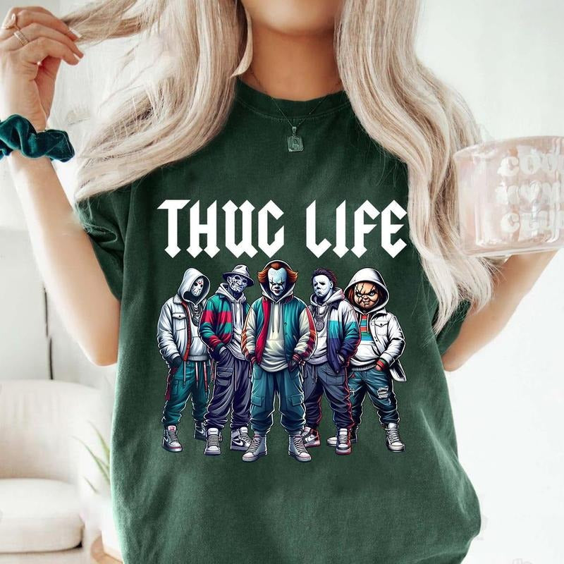 Vintage Thug L1fe V4 Horror Halloween Shirt, Sweatshirt, Hoodie Top Womenswear Athletic Collar
