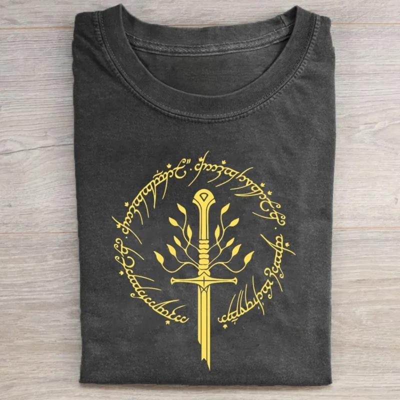 Vintage Tolkien Graphic Tee - Narsil Broken Blade Tee - The Lord of The Rings Shirt - Menswear, Top