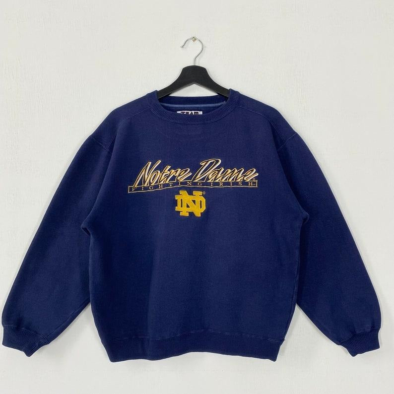 Vintage University Notre Dame 6 Unisex Tshirt, sweatshirt, hoodie Cotton Fabric Classic Menswear