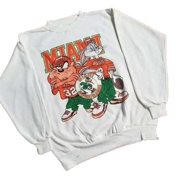 Vintage University Of Miami Hurricanes Shirt, Miami Hurricanes Shirt, Miami Hurricanes Looney Tunes NCAA Shirt Cotton