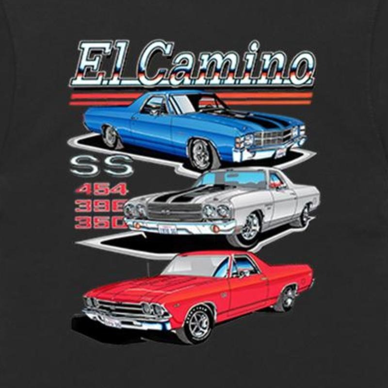 Vintage Vibe 2 Sides Chevy El Camino T-Shirt, Classic Car T-shirt, Racing Car Tee, Shirt For Car Lovers, Menswear, Gift For Him And Her, Unisex Cotton, Full Size, Full Color, Classic Tops Tops Classic