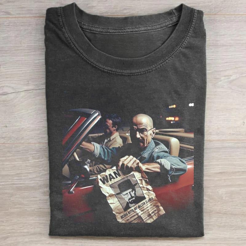 Vintage Walter White and Jesse Pinkman Holding Wanted Graphic Tee, Breaking Bad Movie Shirt, Funny Graphic Tee, Movie Parody Tshirt, Los Pollos Hermanos, Better Call Saul Movie Shirt, Iconic Moment