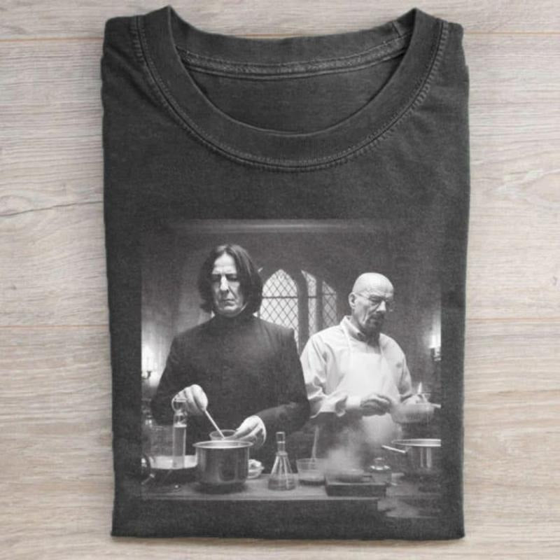 Vintage Walter White and Severus Snape Cooking Graphic Tee, Breaking Bad Movie Shirt, Harry Potter Movie Shirt, Funny Graphic Tee, Movie Parody Tshirt, Movie Lovers Shirt