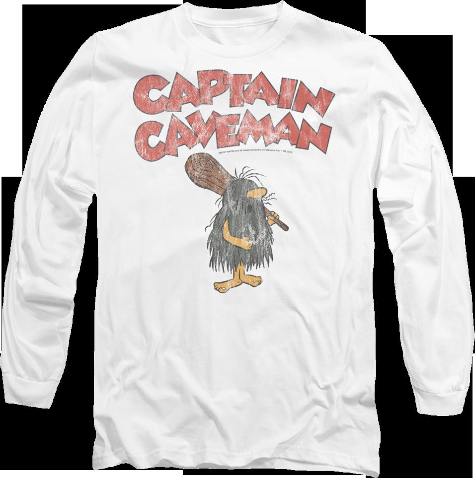 Vintage White Captain Caveman Long Sleeve Shirt
