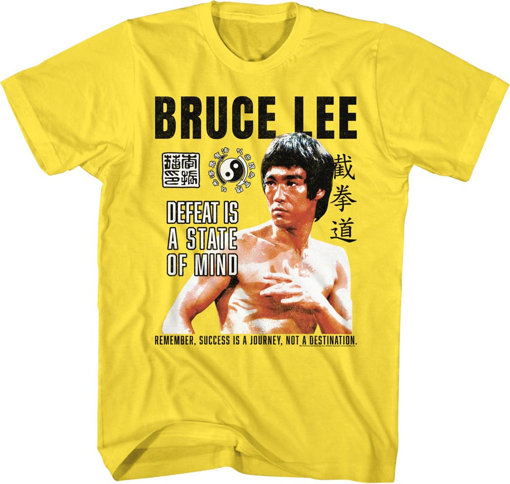 Vintage Yellow Defeat Is A State Of Mind Bruce Lee T-Shirt