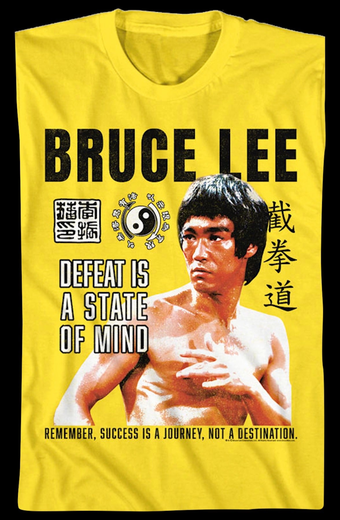 Vintage Yellow Defeat Is A State Of Mind Bruce Lee T-Shirt