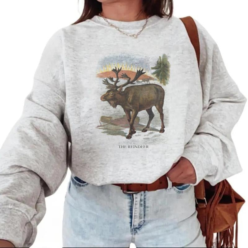 Vintage reindeer sweatshirt, Reindeer illustration, Antique reindeer print, Daddy and me  Unisex Tshirt, sweatshirt, hoodie