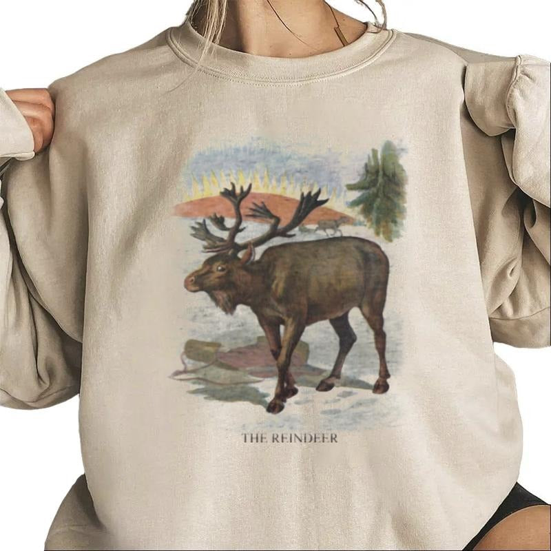 Vintage reindeer sweatshirt, Reindeer illustration, Antique reindeer print, Daddy and me  Unisex Tshirt, sweatshirt, hoodie