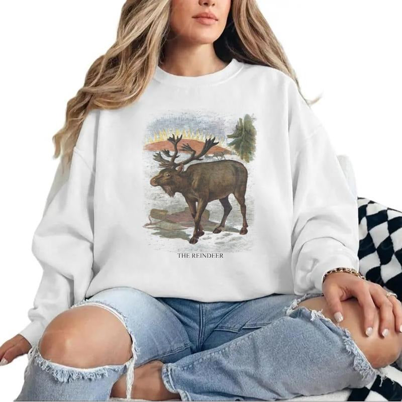 Vintage reindeer sweatshirt, Reindeer illustration, Antique reindeer print, Daddy and me  Unisex Tshirt, sweatshirt, hoodie
