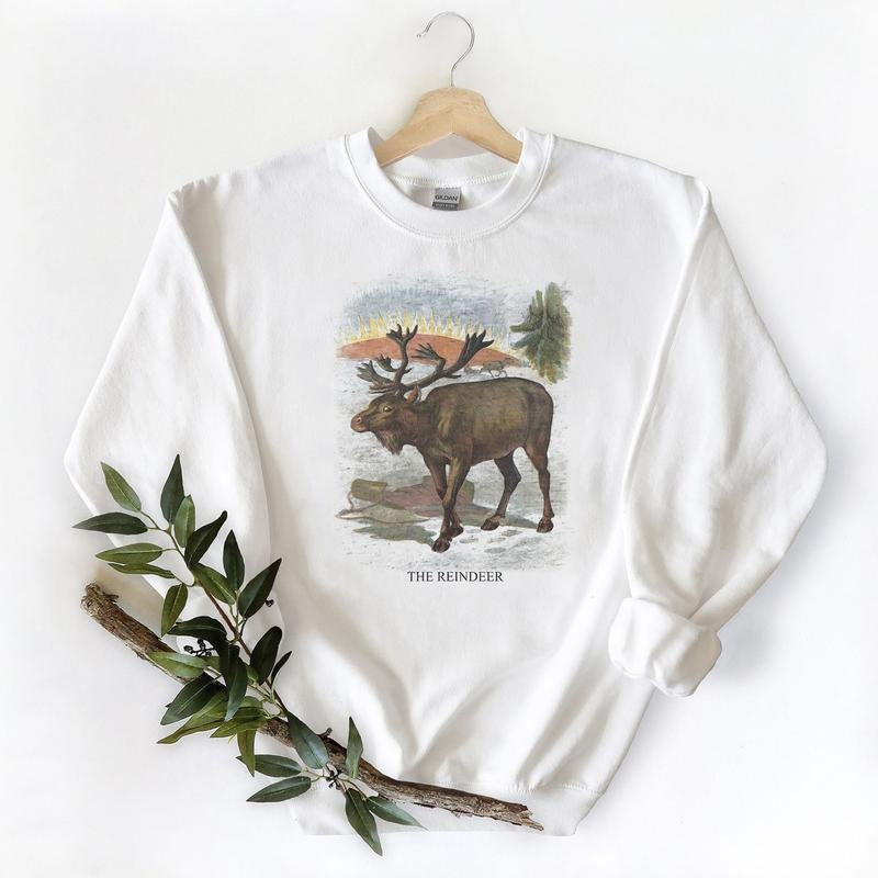 Vintage reindeer sweatshirt, Reindeer illustration, Antique reindeer print, Daddy and me  Unisex Tshirt, sweatshirt, hoodie
