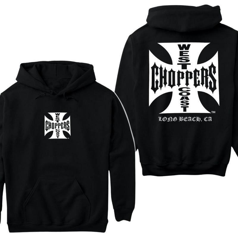 West Coast Choppers 2 Sided T-Shirt - Crewneck Sweatshirt - Hoodie, Choppers Cowl Hooodie, Menswear, Unisex Cotton, Classic Tops Sweaters Tops