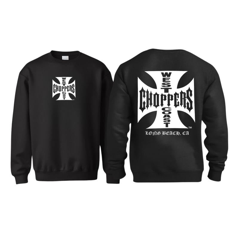 West Coast Choppers 2 Sided T-Shirt - Crewneck Sweatshirt - Hoodie, Choppers Cowl Hooodie, Menswear, Unisex Cotton, Classic Tops Sweaters Tops