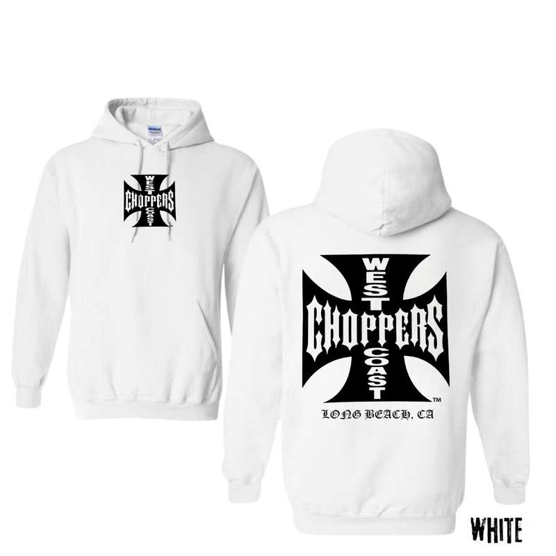 West Coast Choppers 2 Sided T-Shirt - Crewneck Sweatshirt - Hoodie, Choppers Cowl Hooodie, Menswear, Unisex Cotton, Classic Tops Sweaters Tops