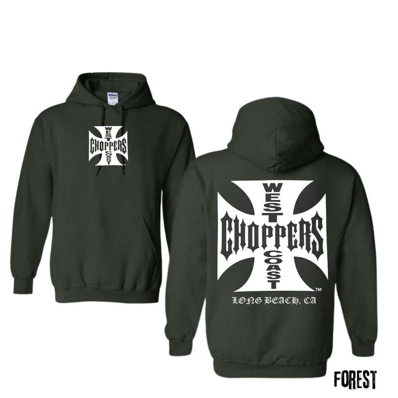 West Coast Choppers 2 Sided T-Shirt - Crewneck Sweatshirt - Hoodie, Choppers Cowl Hooodie, Menswear, Unisex Cotton, Classic Tops Sweaters Tops