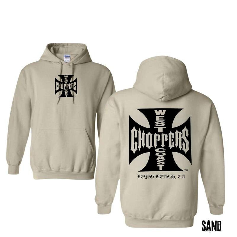 West Coast Choppers 2 Sided T-Shirt - Crewneck Sweatshirt - Hoodie, Choppers Cowl Hooodie, Menswear, Unisex Cotton, Classic Tops Sweaters Tops