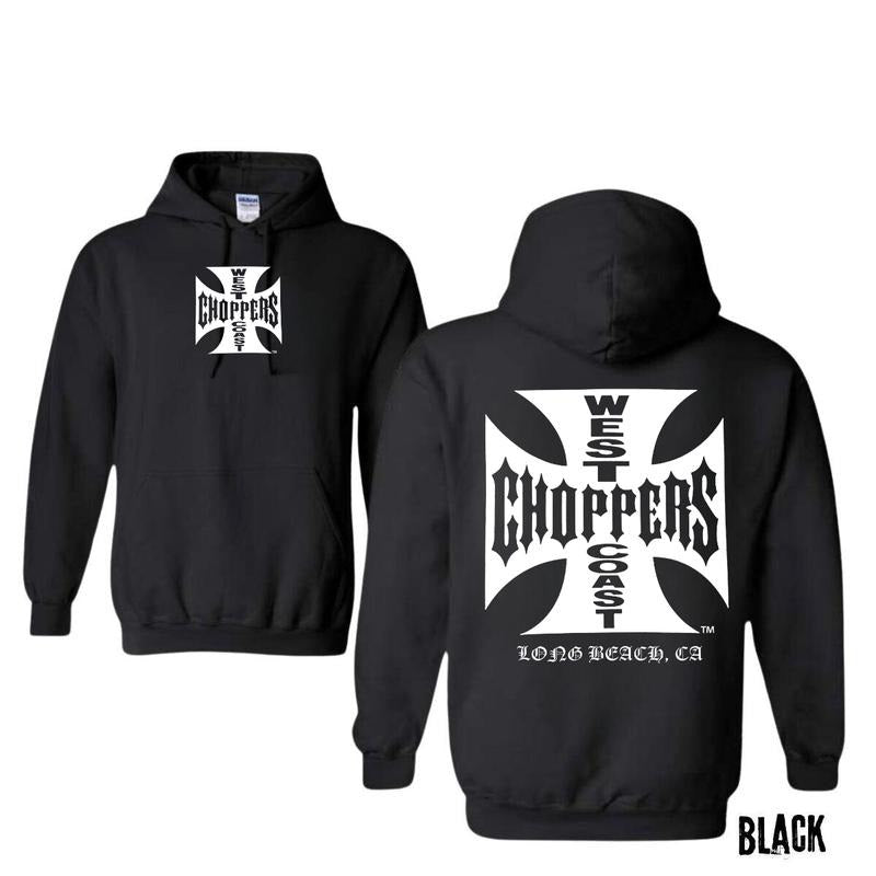 West Coast Choppers 2 Sided T-Shirt - Crewneck Sweatshirt - Hoodie, Choppers Cowl Hooodie, Menswear, Unisex Cotton, Classic Tops Sweaters Tops