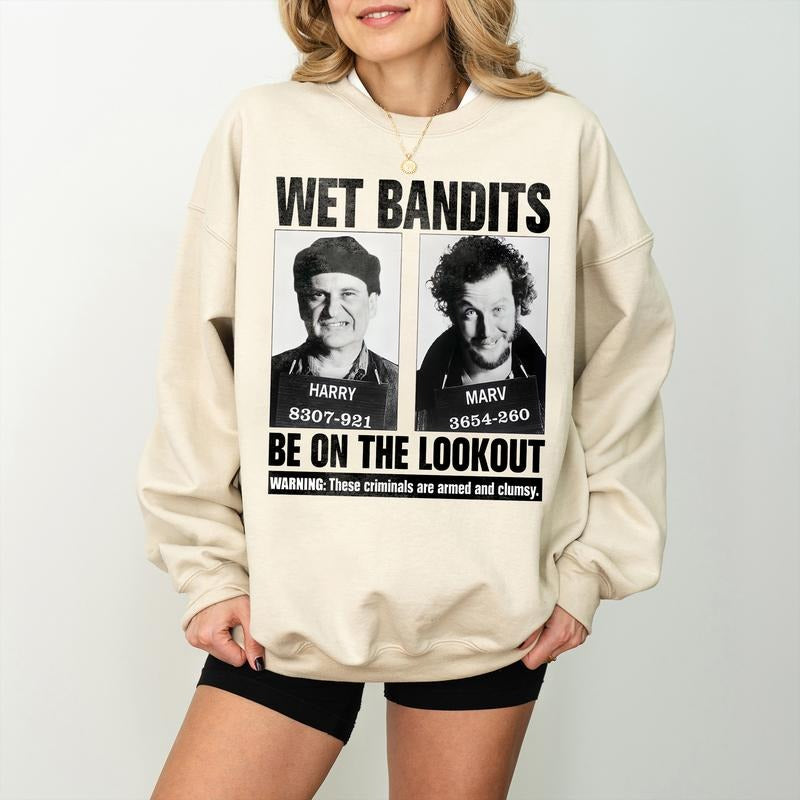 Wet Bandits Mugshot Sweatshirt, Armed and Clumsy Criminals Shirt, Funny Christmas Movie Shirt, Home Alone TEE, Christmas Home Party Tee