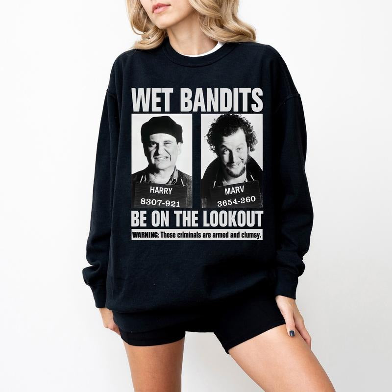 Wet Bandits Mugshot Sweatshirt, Armed and Clumsy Criminals Shirt, Funny Christmas Movie Shirt, Home Alone TEE, Christmas Home Party Tee