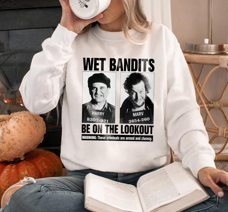 Wet Bandits Mugshot Sweatshirt, Armed and Clumsy Criminals Shirt, Funny Christmas Movie Shirt, Home Alone TEE, Christmas Home Party Tee