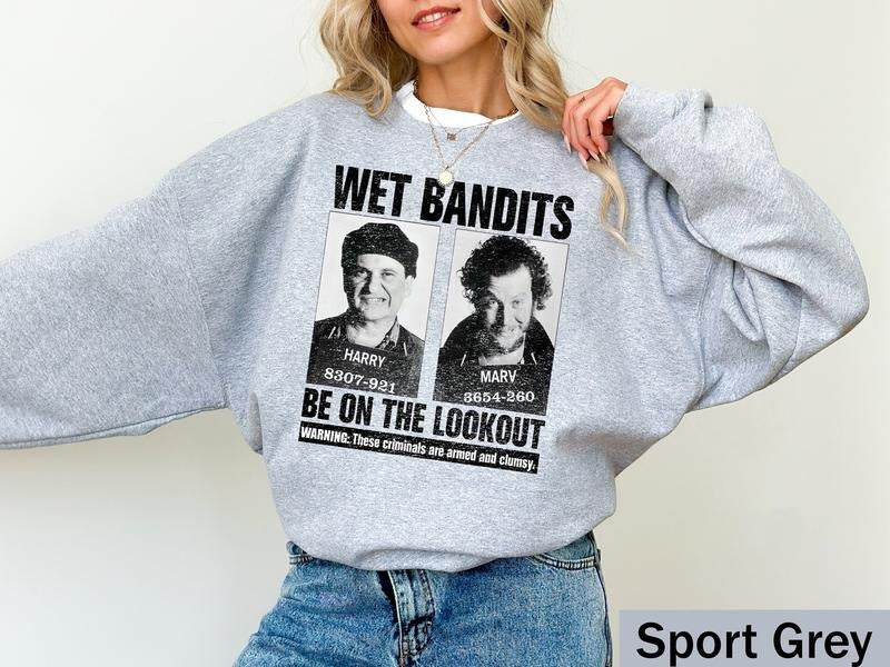 Wet Bandits Mugshot Sweatshirt, Armed and Clumsy Criminals Shirt, Funny Christmas Movie Shirt, Home Alone TEE, Christmas Home Party Tee