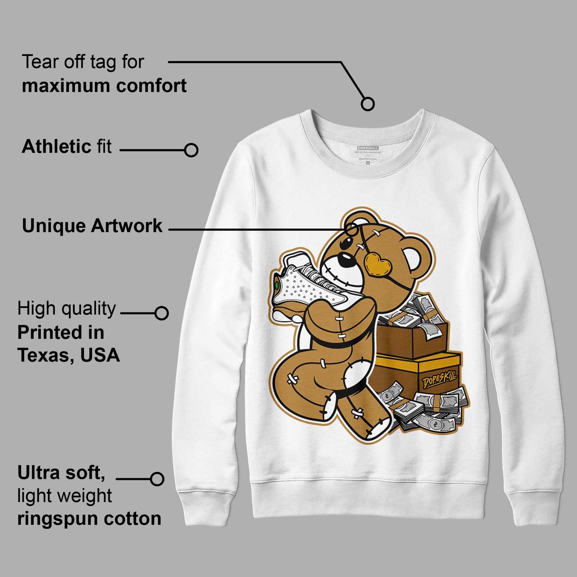 Wheat 13s DopeSkill Sweatshirt Bear Steals Sneaker Graphic