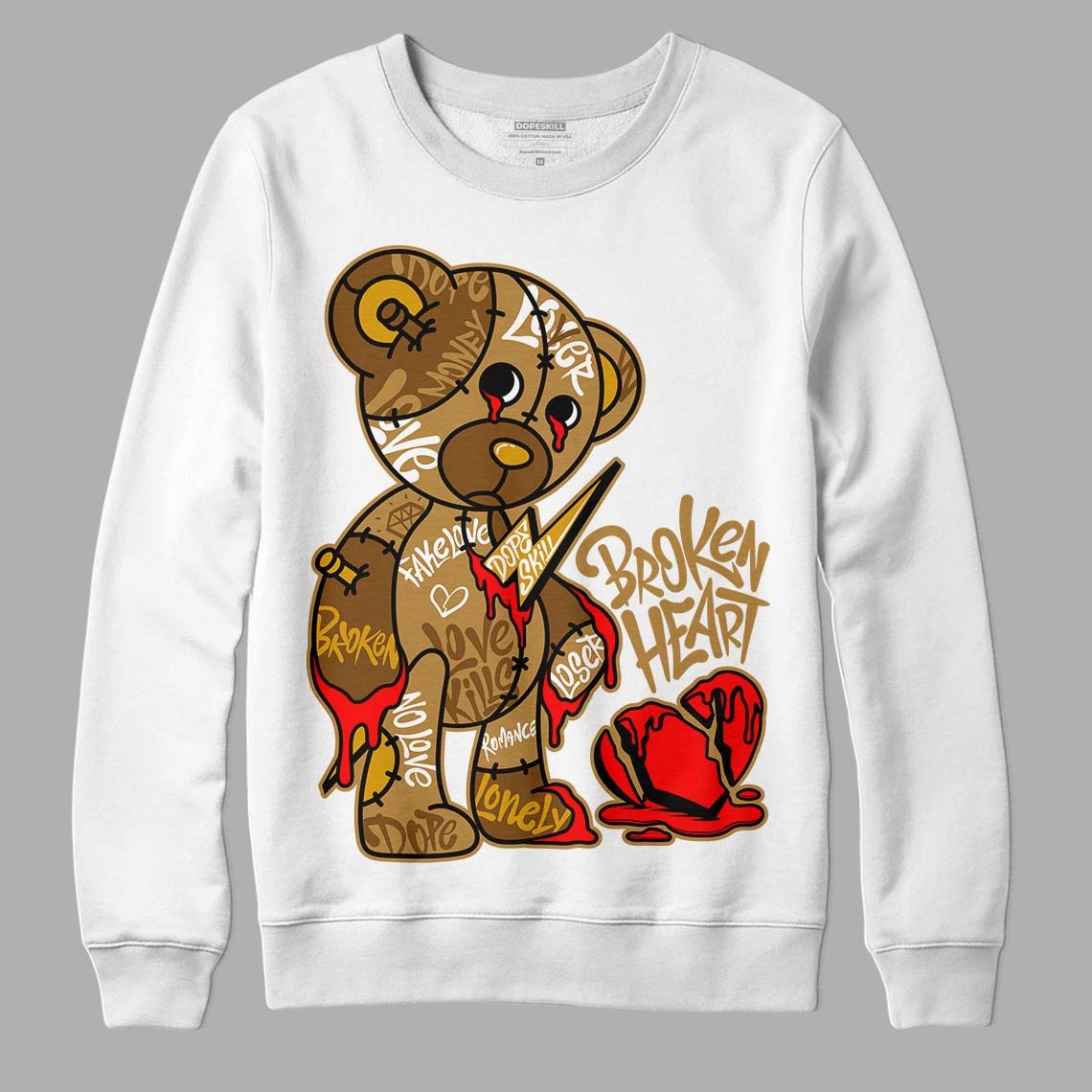 Wheat 13s DopeSkill Sweatshirt Broken Heart Graphic
